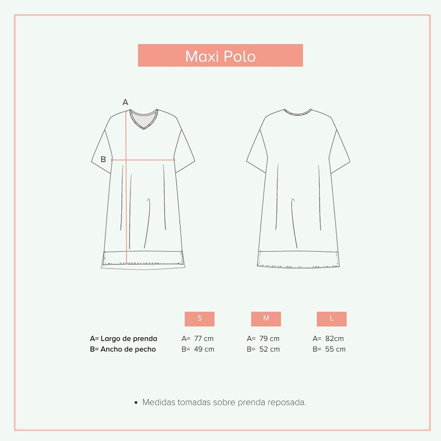 Guía de talla del maxi polo.
