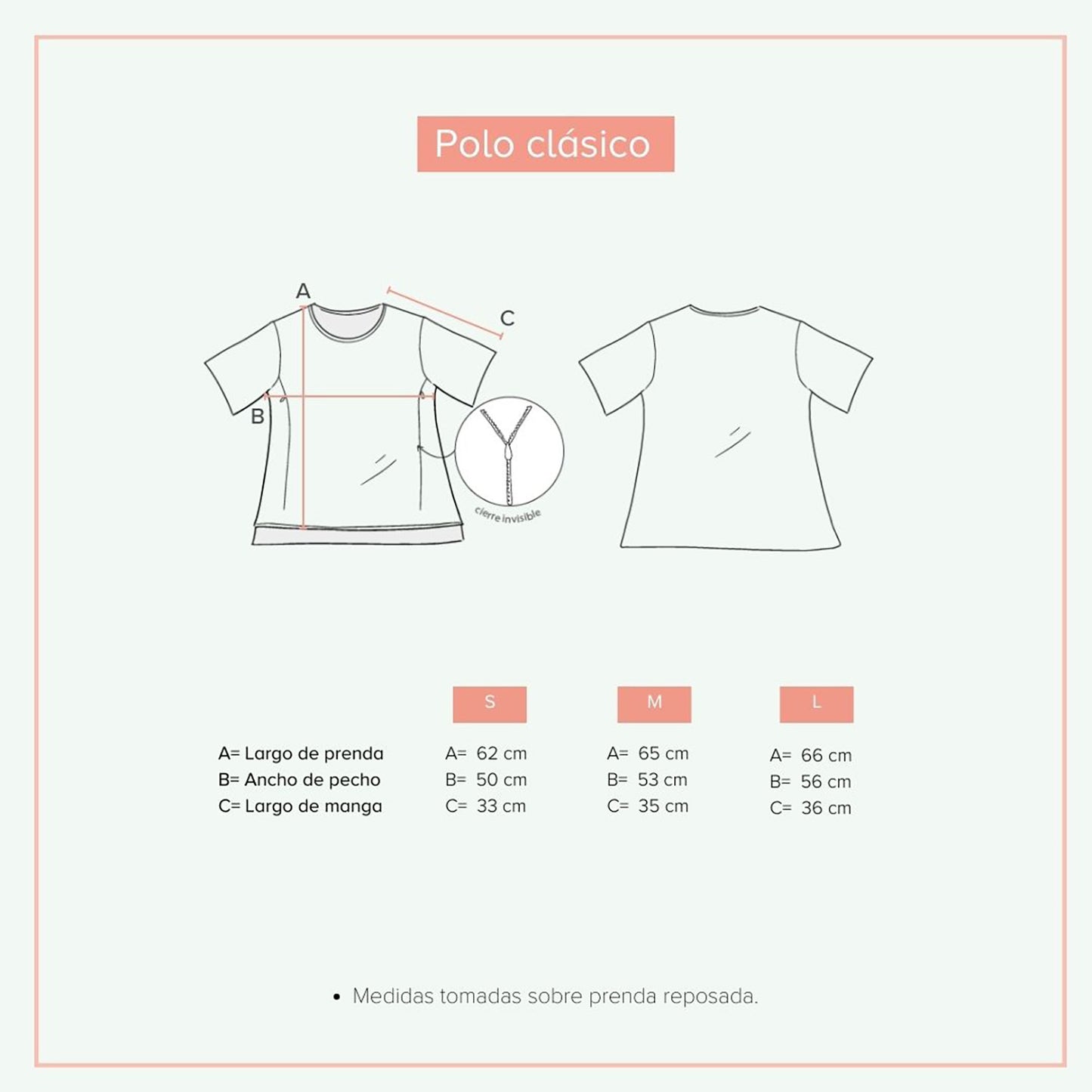 Guía de talla del polo wondermom.