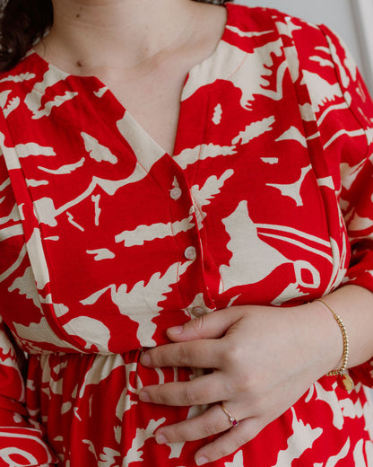 Vestido Mila - print rojo, Embarazo y Lactancia