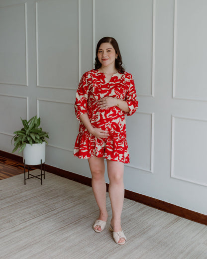 Vestido Mila - print rojo, Embarazo y Lactancia