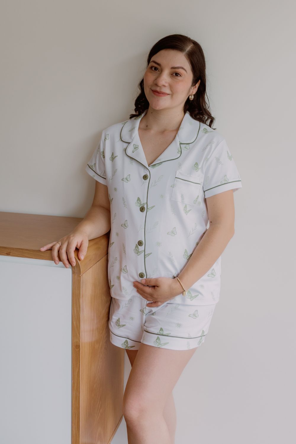 Pijama Aura - Print verde, embarazo y lactancia