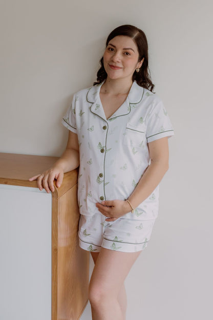 Pijama Aura - Print verde, embarazo y lactancia