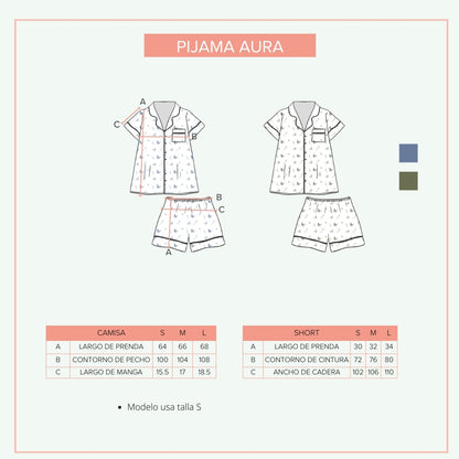 Pijama Aura - Print verde, embarazo y lactancia