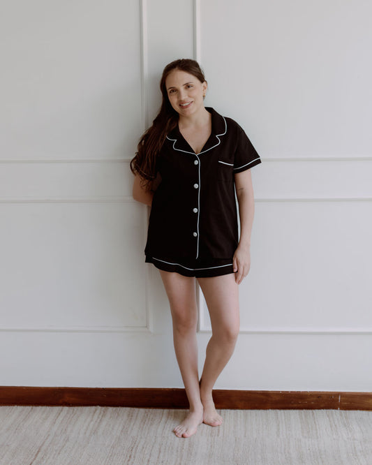 Pijama Luna - Negro, embarazo y lactancia