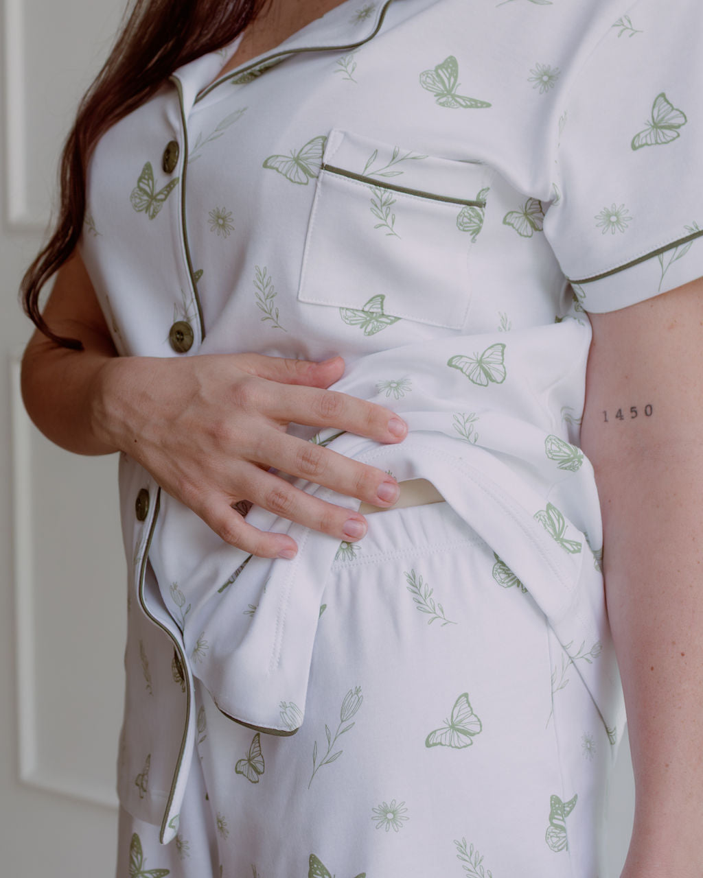 Pijama Aura - Print verde, embarazo y lactancia