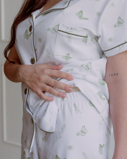 Pijama Aura - Print verde, embarazo y lactancia