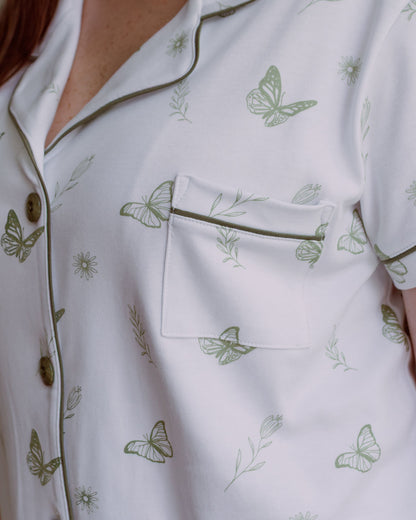 Pijama Aura - Print verde, embarazo y lactancia